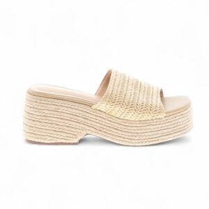 Women's Cream Platform Slide Sandals